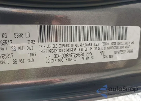 2016 Dodge Journey Se z USA, uszkodzony, nr VIN 3C4PDCAB4GT250570